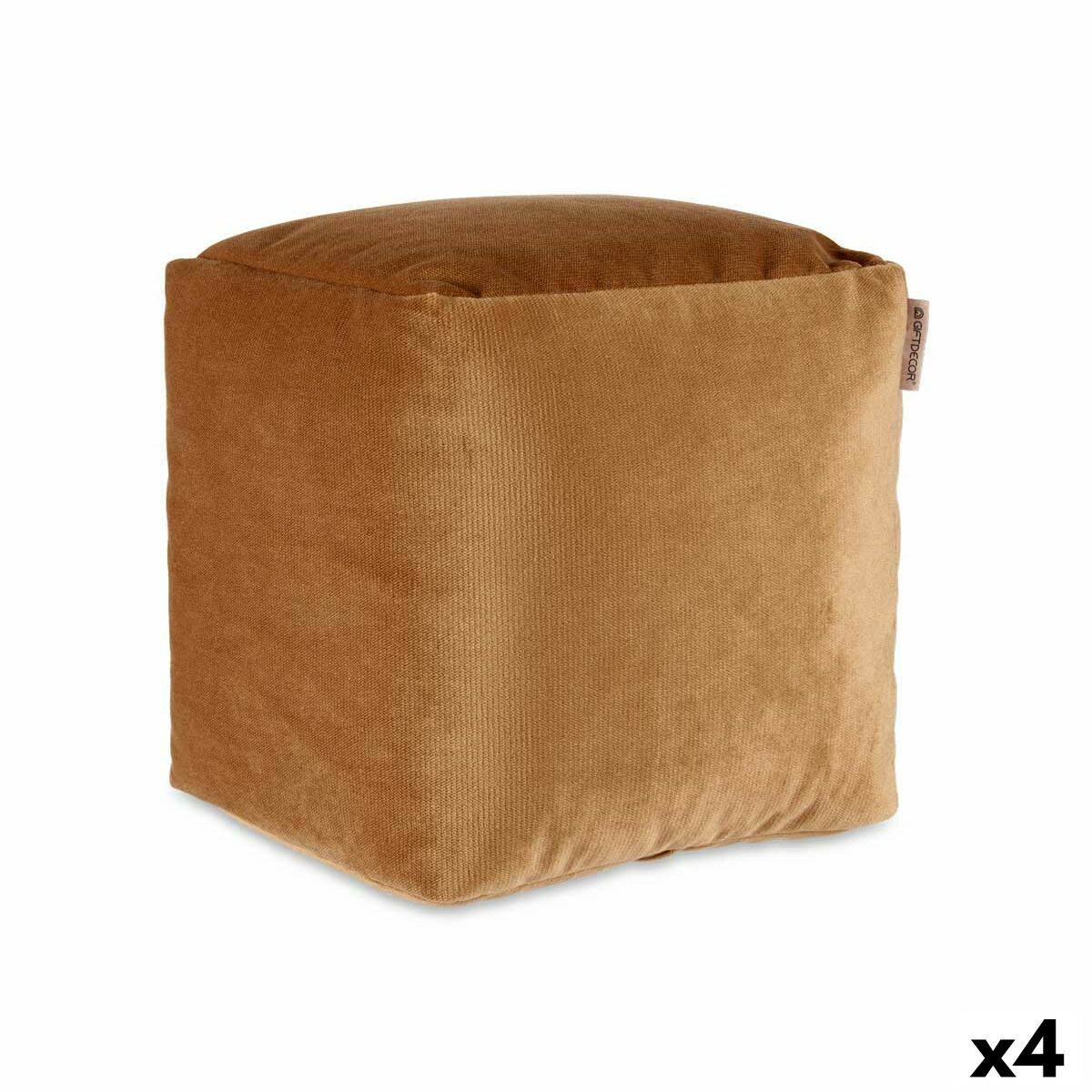 Puff Gift Decor Beige Polistirene Velluto (4 Unità)
