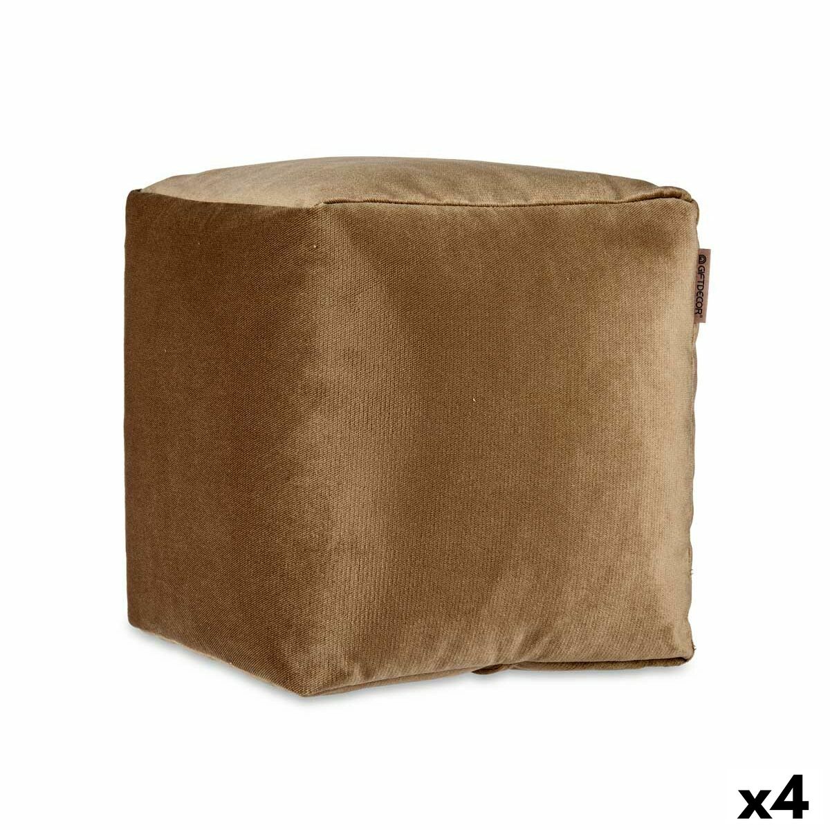 Puff Gift Decor Marrone Polistirene Velluto (4 Unità)
