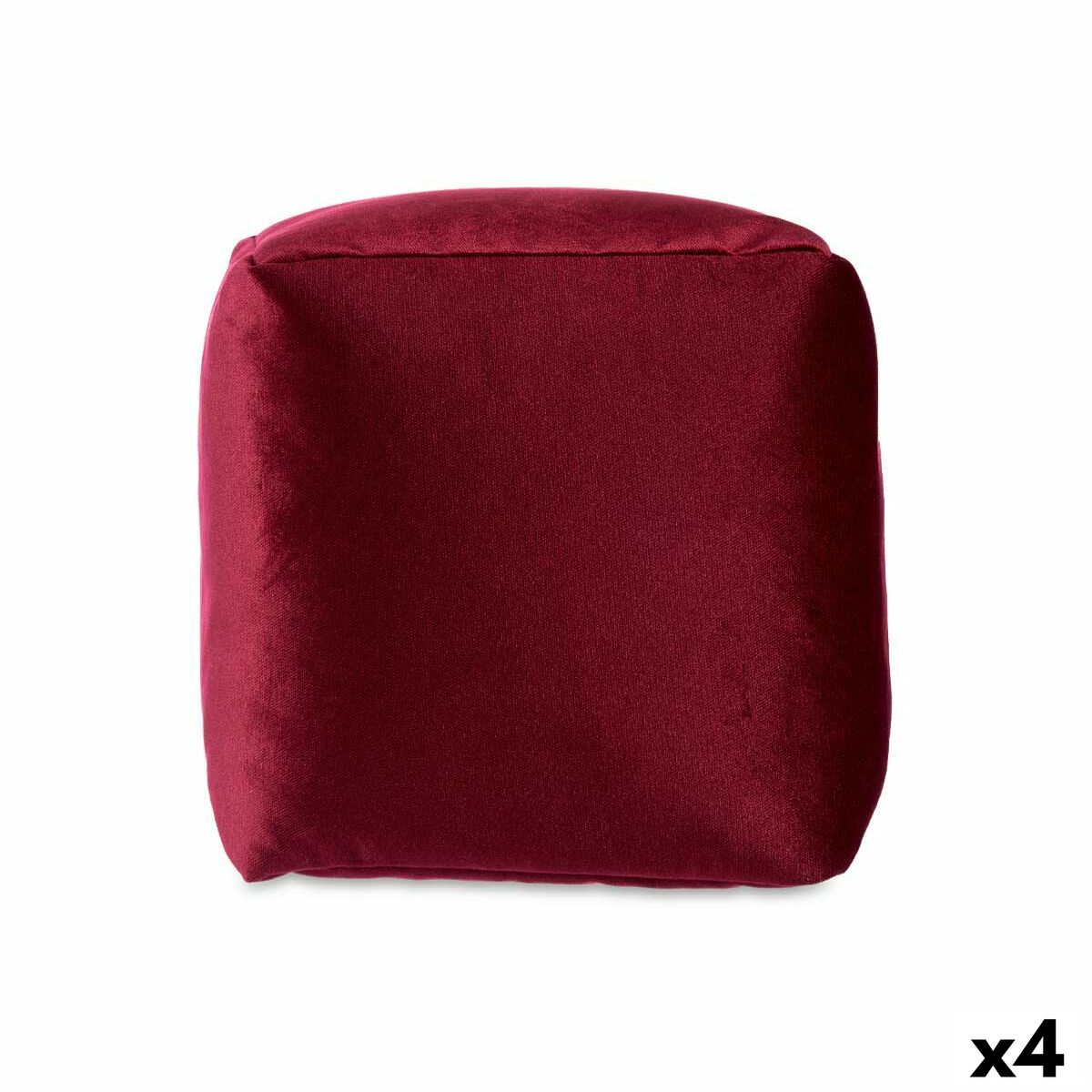 Puff Gift Decor Rosso Granato Polistirene Velluto (4 Unità)