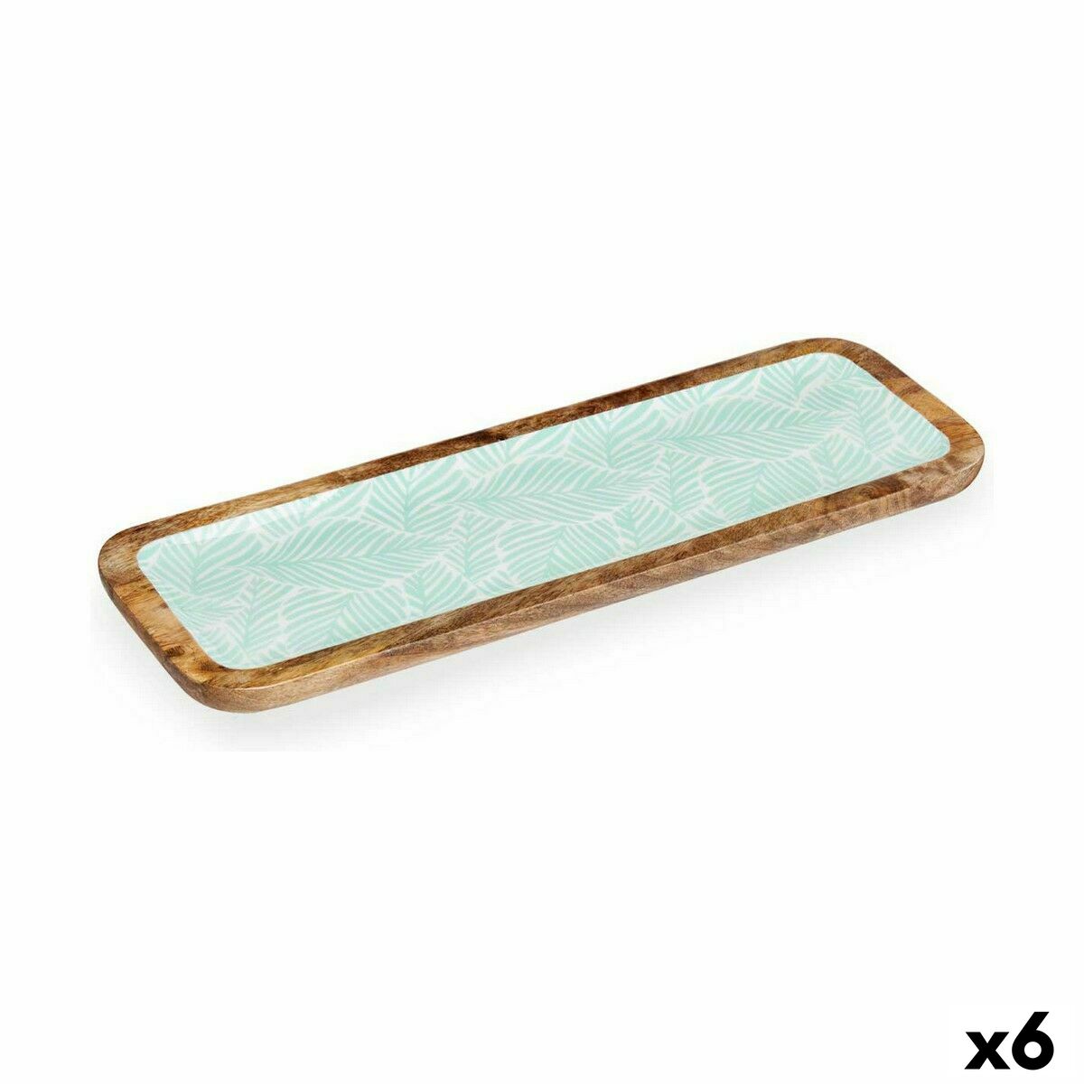 Centrotavola Gift Decor Bianco Marrone Verde Poliestere Resina Legno Di Mango 45 X 15 Cm 15,2 X 2,54 X 45,7 Cm Foglia Della Pian