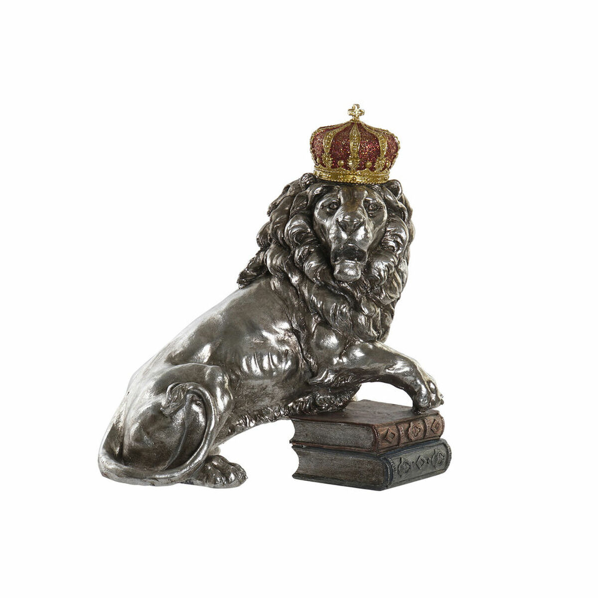 Statua Decorativa Dkd Home Decor Argentato Leone Resina (42 X 25 X 45 Cm)