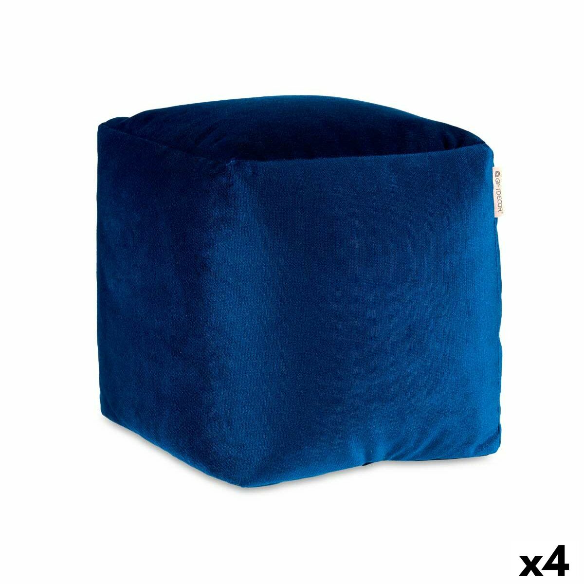 Puff Gift Decor Azzurro Polistirene Velluto (4 Unità)