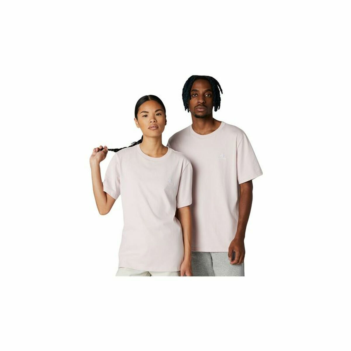 Maglia A Maniche Corte Unisex Converse Classic Fit Left Chest Star Chevron Rosa Chiaro Taglia:m