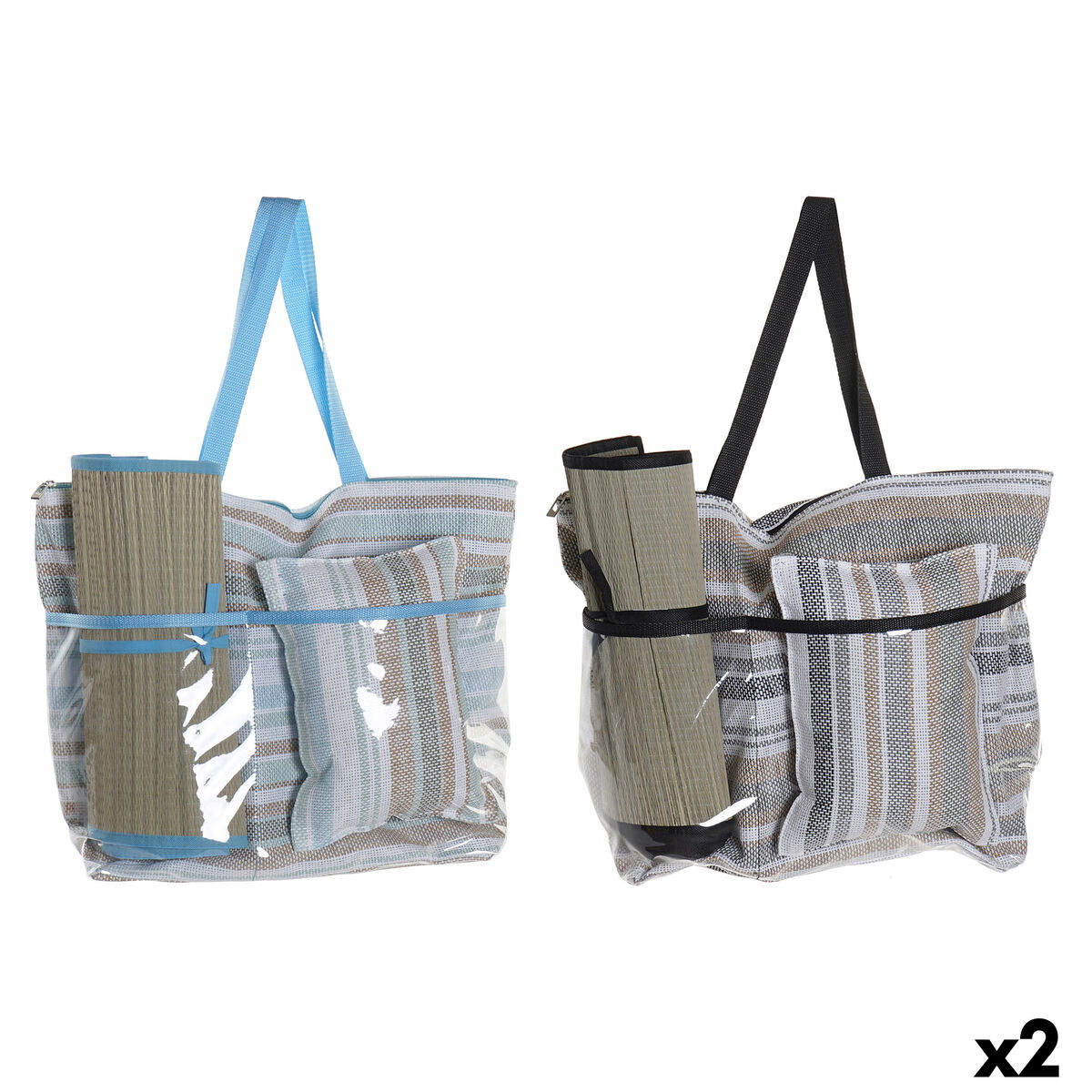 Borsa Da Mare Dkd Home Decor Azzurro Marrone Verde Grigio Menta Pvc Tela 44 X 23 X 62 Cm (2 Unità)