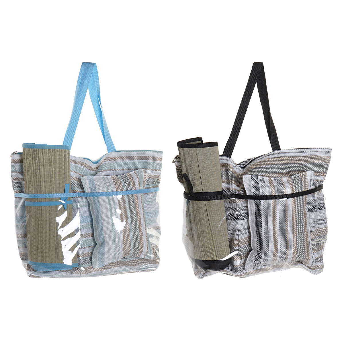 Borsa Da Mare Dkd Home Decor Azzurro Marrone Verde Grigio Menta Pvc Tela 44 X 23 X 62 Cm (2 Unità) - Image 4