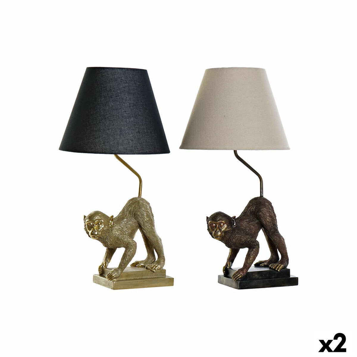 Lampada Da Tavolo Dkd Home Decor 32,5 X 30 X 60 Cm Nero Beige Dorato Metallo Resina 220 V 50 W (2 Unità)