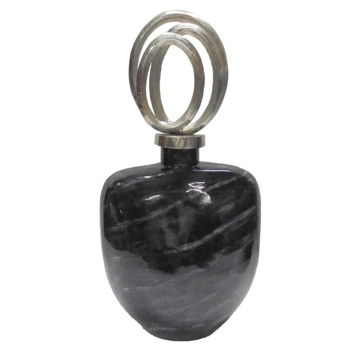 Vaso Dkd Home Decor Cristallo Argentato Nero Alluminio Moderno (23 X 13 X 41 Cm)