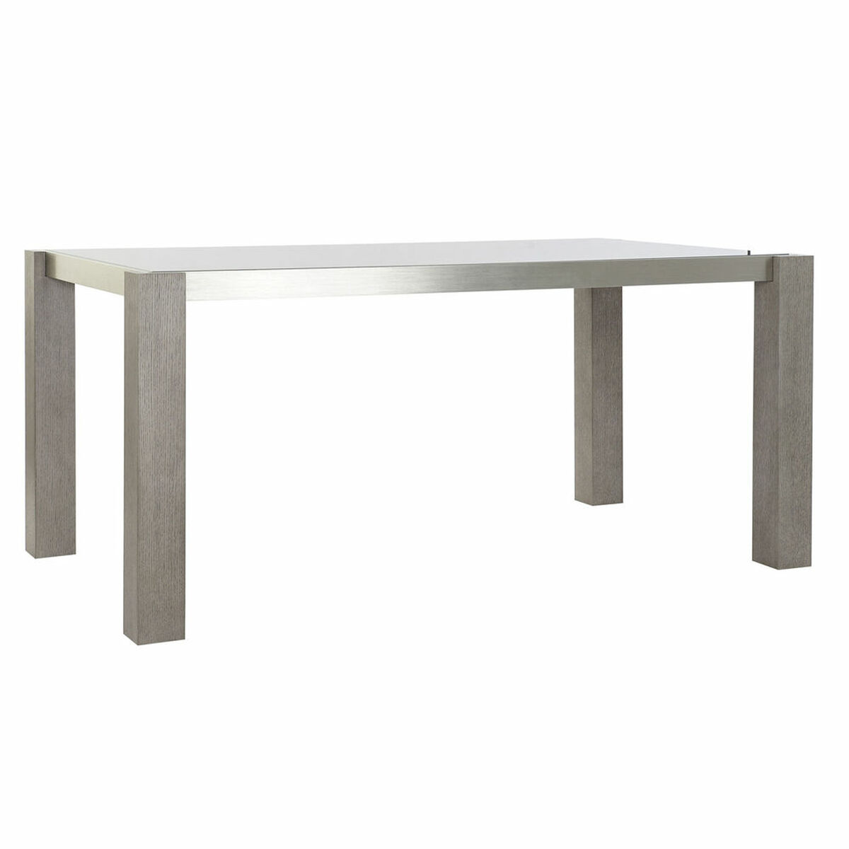 Tavolo Da Pranzo Dkd Home Decor Cristallo Grigio Alluminio Rovere Vetro Temperato (162 X 92 X 74 Cm)