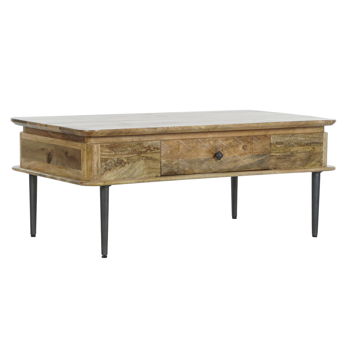 Tavolino Da Caffè Dkd Home Decor 116 X 60 X 46 Cm Metallo Alluminio Legno Di Mango