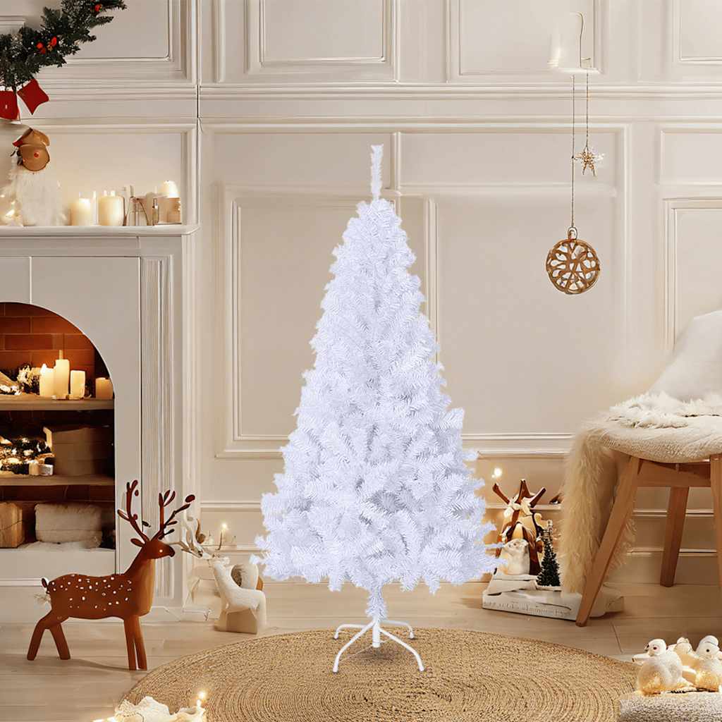 Albero Di Natale Artificiale Con Rami Spessi Bianco 120 Cm Pvc