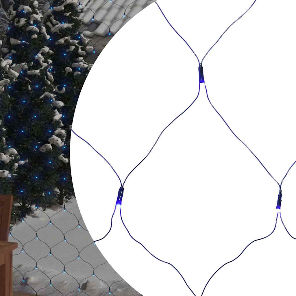 Rete Luci Di Natale Blu Chiaro 3x2m 204 Led Interni Esterni