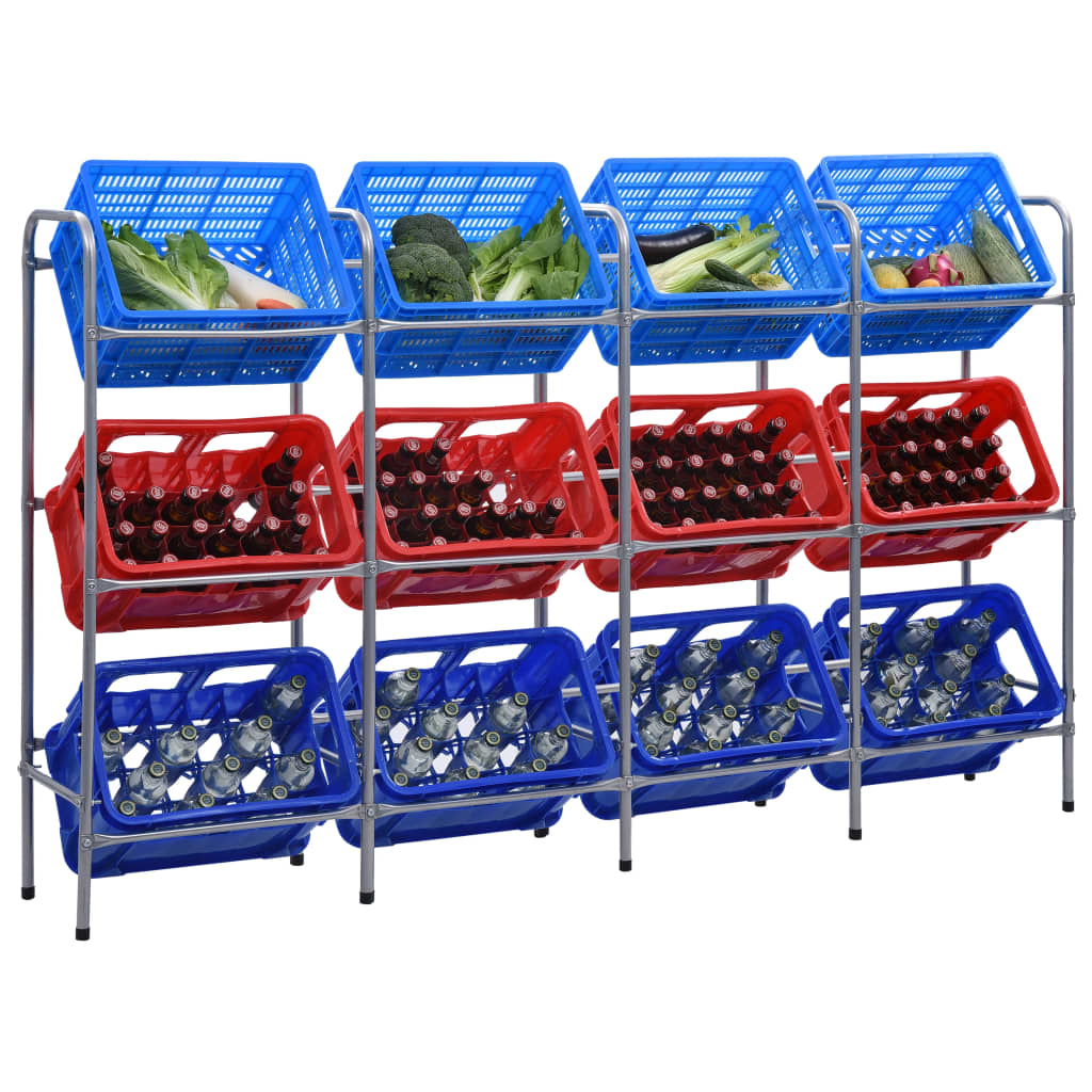 Supporto Con Ripiani Per 12 Casse Argento 190x33x116 Cm Acciaio