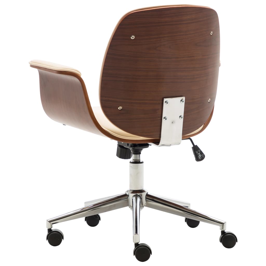 Sedia Da Ufficio Crema In Legno Piegato E Similpelle - Image 3