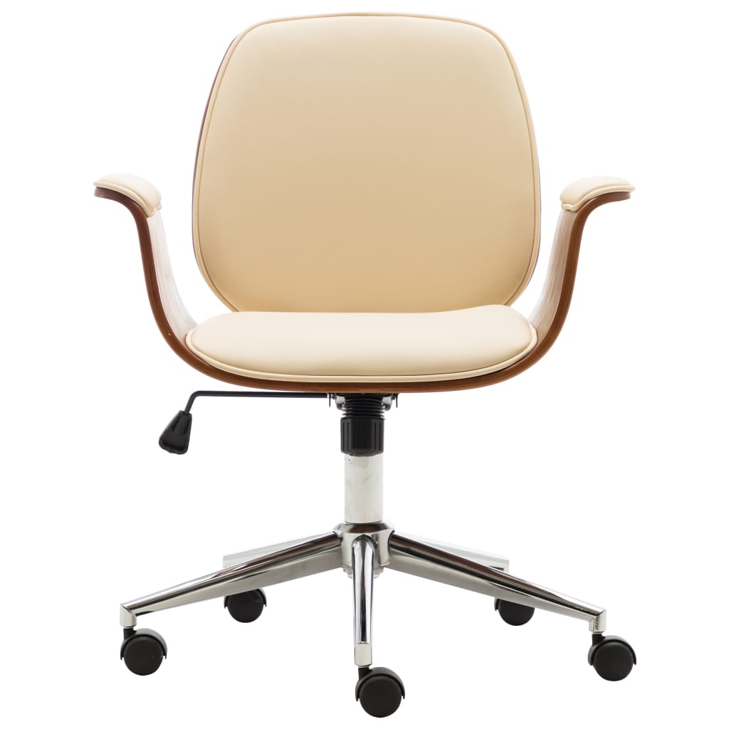 Sedia Da Ufficio Crema In Legno Piegato E Similpelle