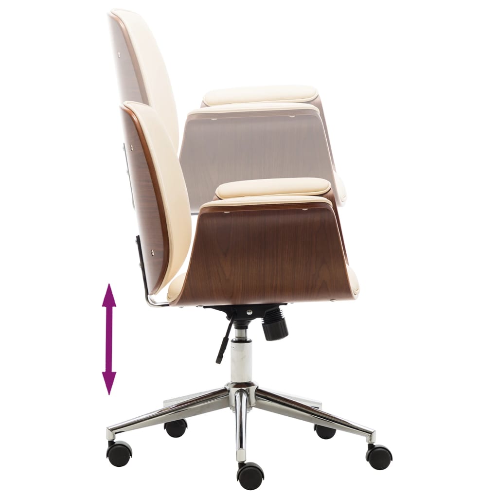 Sedia Da Ufficio Crema In Legno Piegato E Similpelle - Image 4