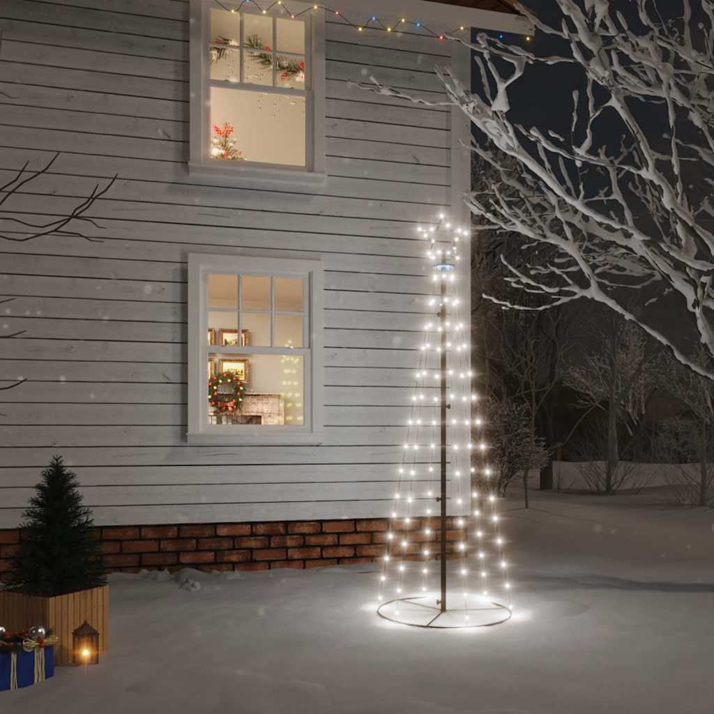 Albero Di Natale A Cono Bianco Caldo 108 Led 70x180 cm