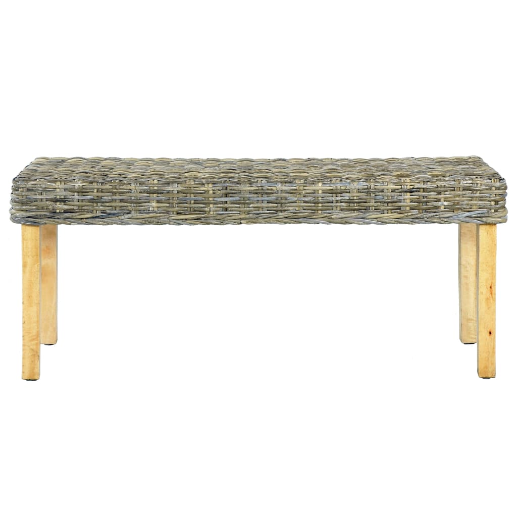 Panca 110 Cm In Rattan Naturale Kubu E Massello Di Mogano