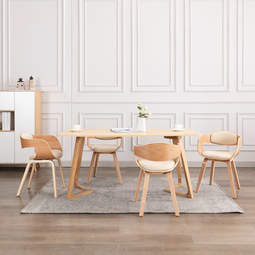 Sedie Da Pranzo 4 Pz In Legno Curvato E Similpelle