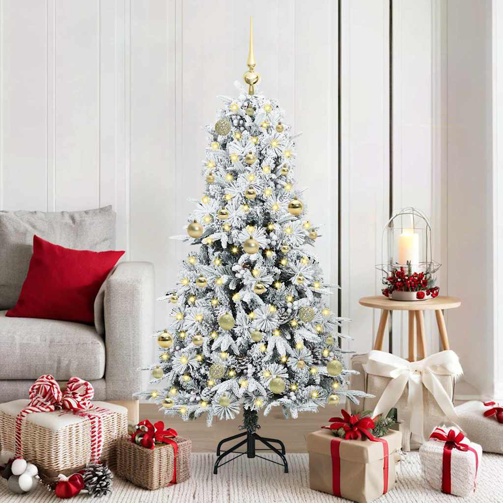 Albero Di Natale Artificiale Con Rami Pieghevoli Bianco 150 cm