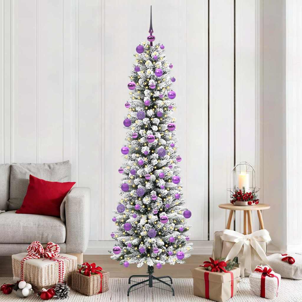 Albero Di Natale Artificiale Con 300 Led Bianco 210 cm