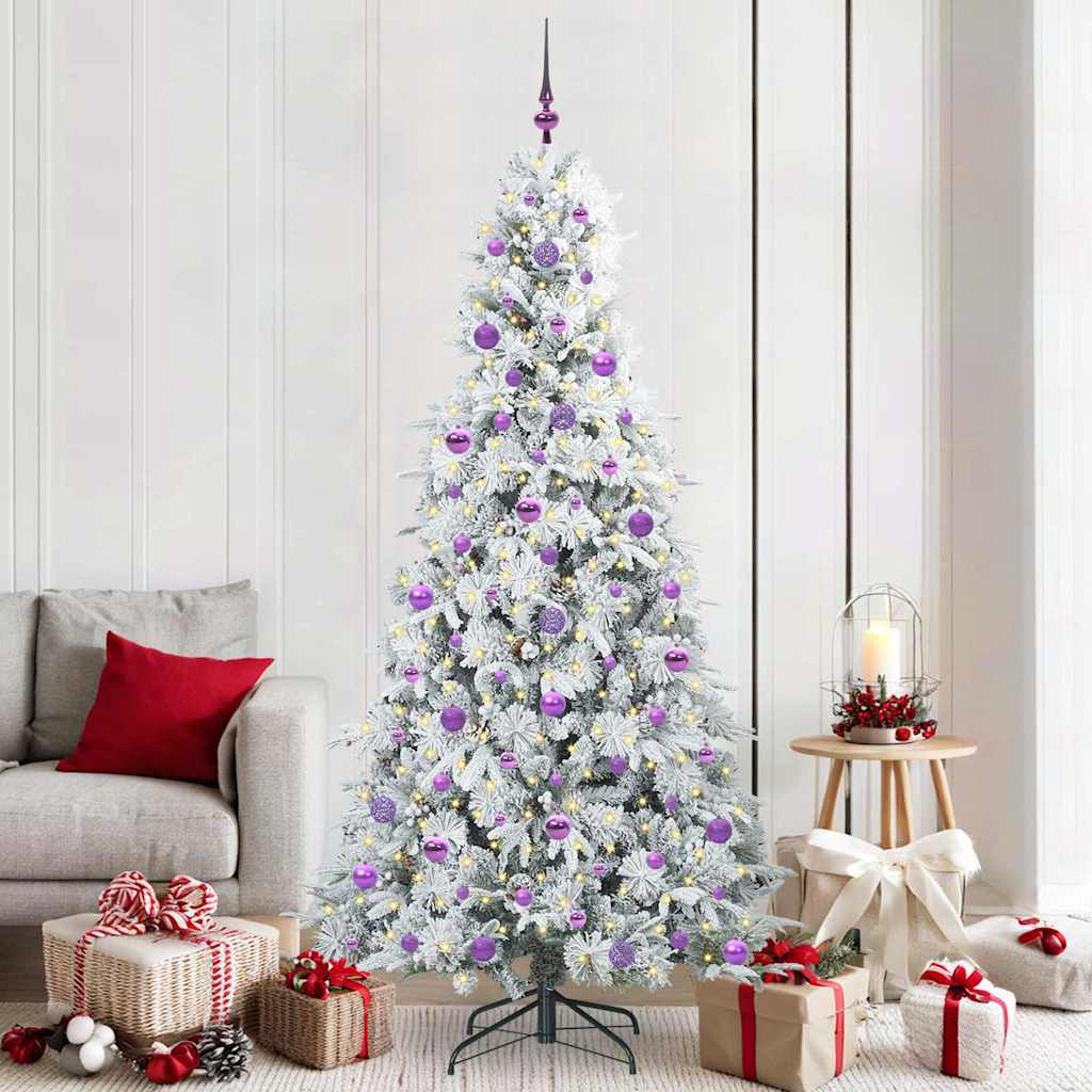 Albero Di Natale Artificiale Con Rami Pieghevoli Bianco 210 cm