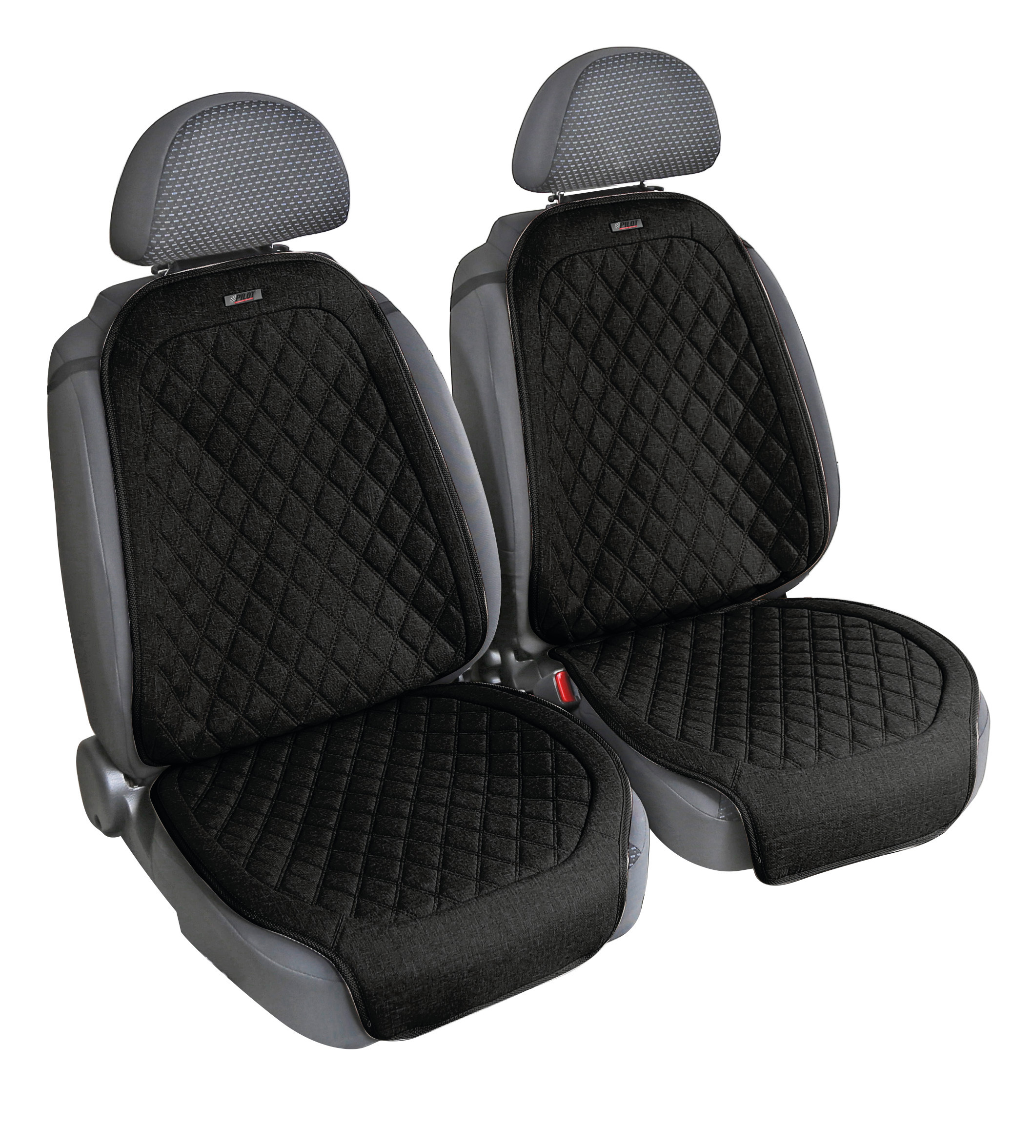 Venice, Coppia Coprisedili Anteriori In Fresco Tessuto TeknO-Lino Di Poliestere - Nero