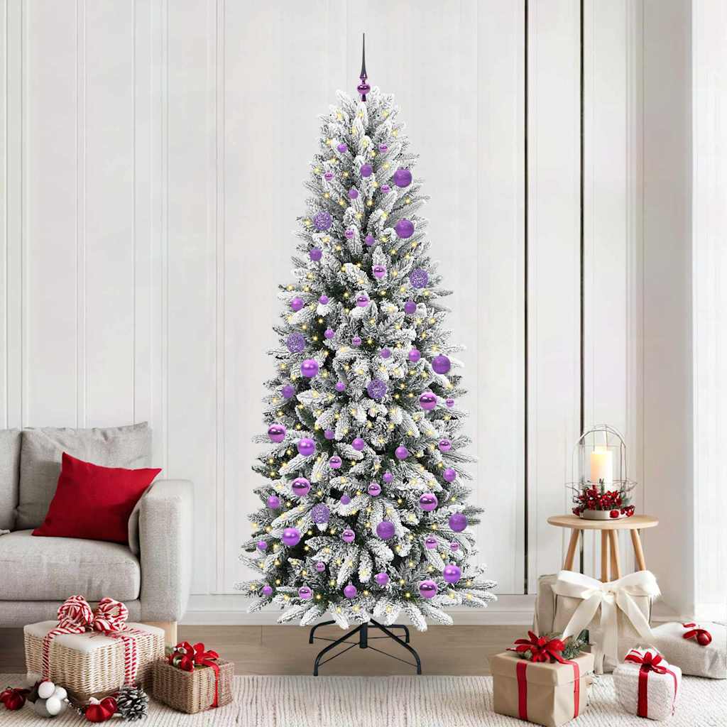 Albero Di Natale Artificiale Con 300 Led Bianco 210 cm