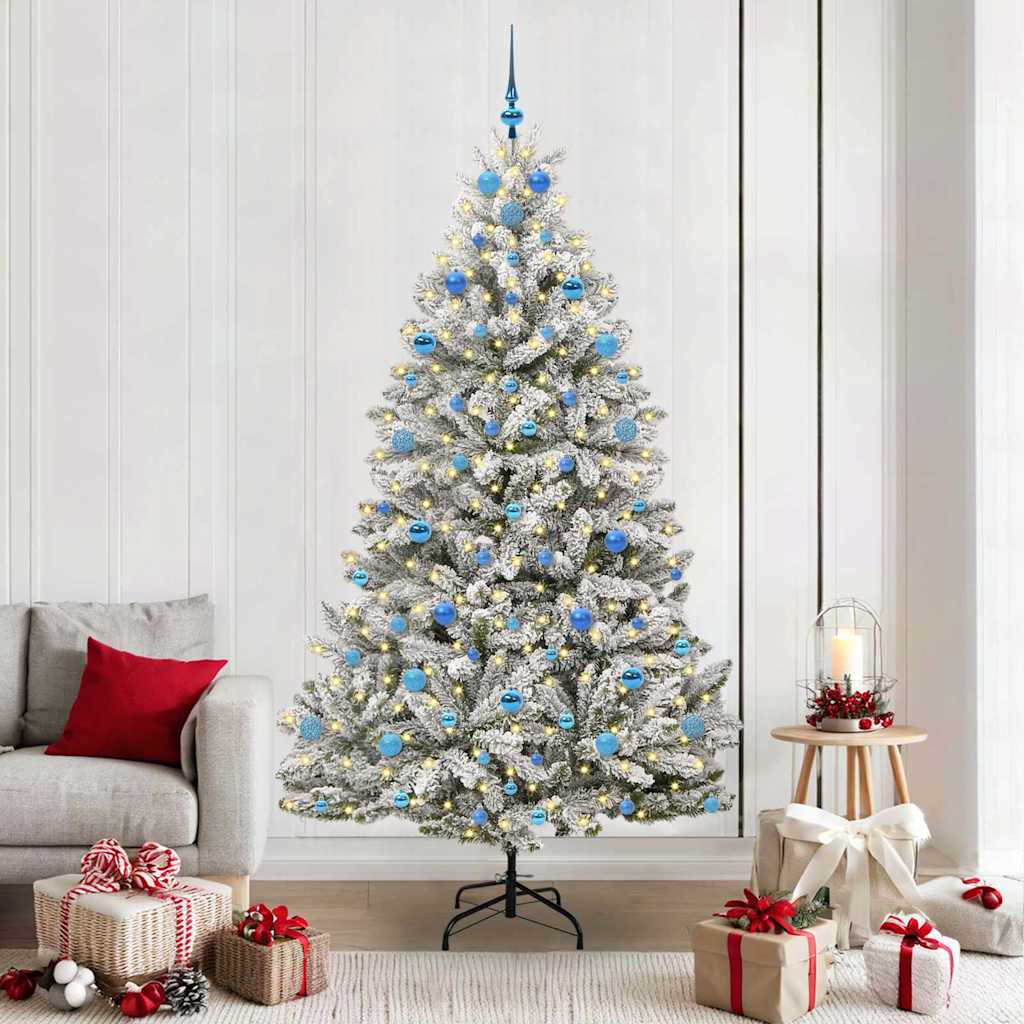 Albero Di Natale Artificiale Con 300 Led Verde E Bianco 210 cm