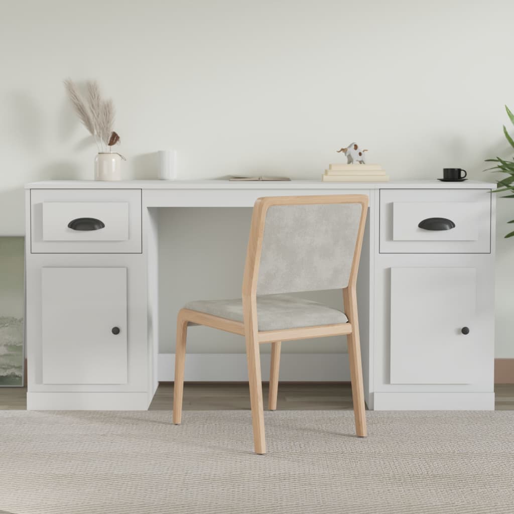 Scrivania Con Armadietto Bianco In Legno Multistrato