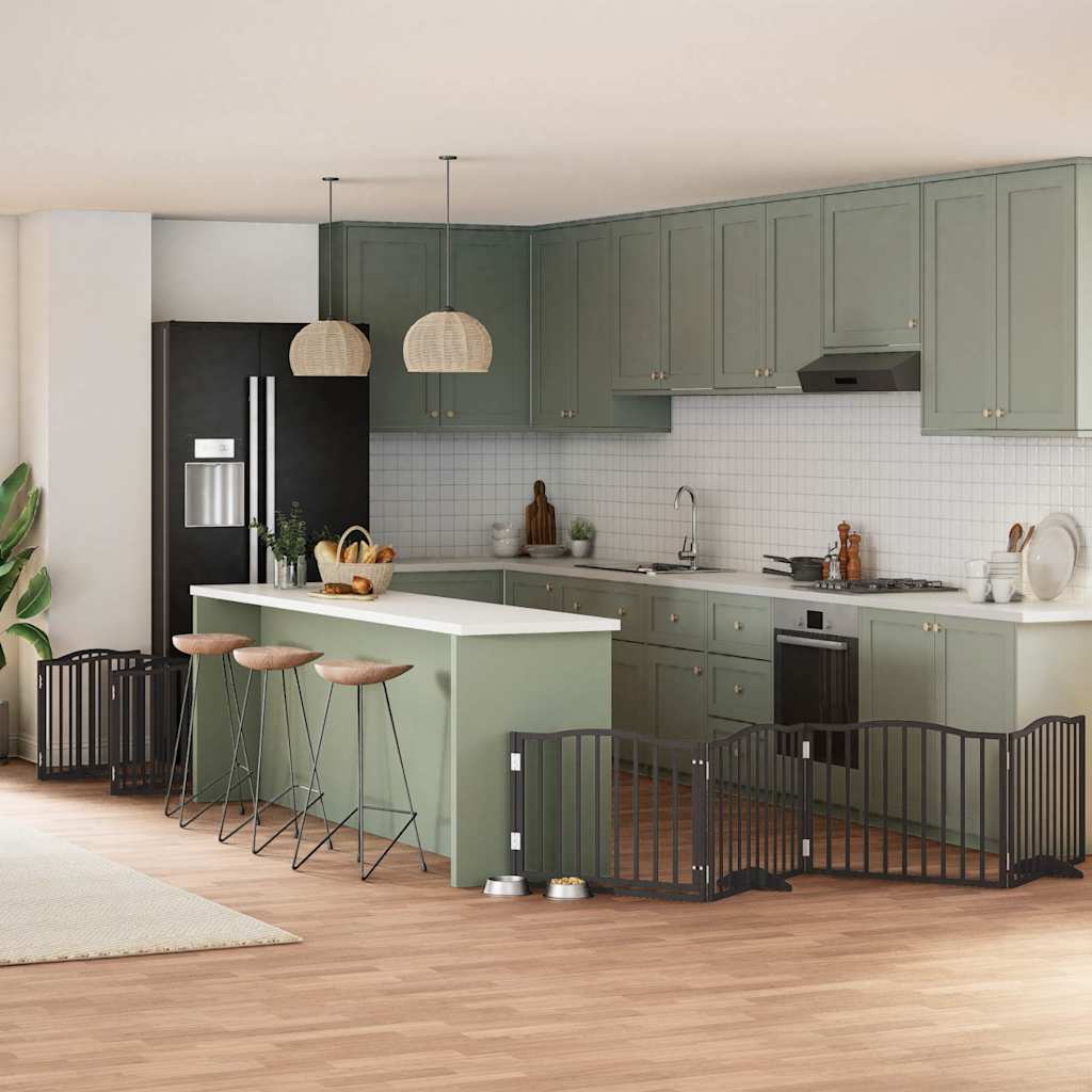 Cancello Cani Porta Pieghevole Nero 10 Pannelli 800 Cm Pioppo