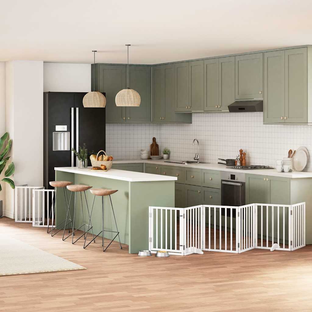 Cancello Cani Porta Pieghevole Bianco 15 Pannelli 750 Cm Pioppo