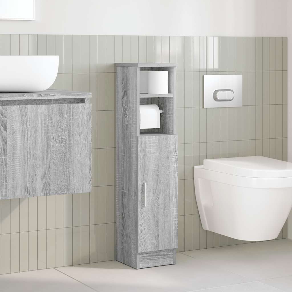 Mobile Da Bagno Con Portarotolo Grigio Sonoma 20,5x22x90 cm - Image 3