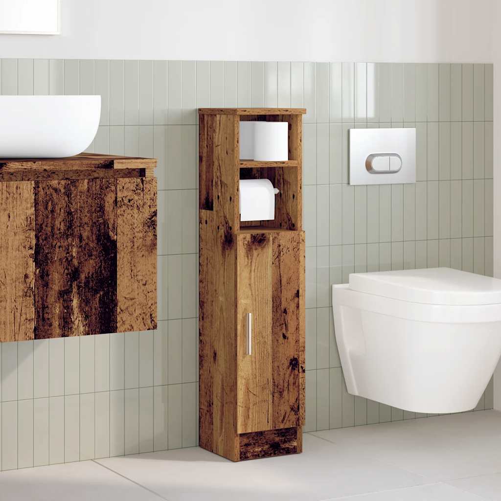 Mobile Da Bagno Con Portarotolo Legno Antico 20,5x22x90 cm - Image 3