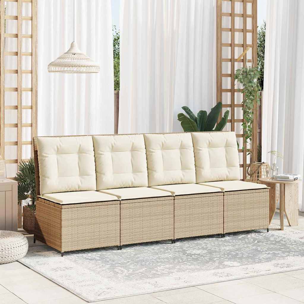 Divano Da Giardino Con Cuscino Beige Poly Rattan