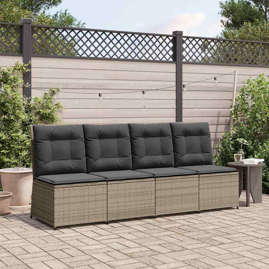 Divano Da Giardino Con Cuscino Grigio Poly Rattan