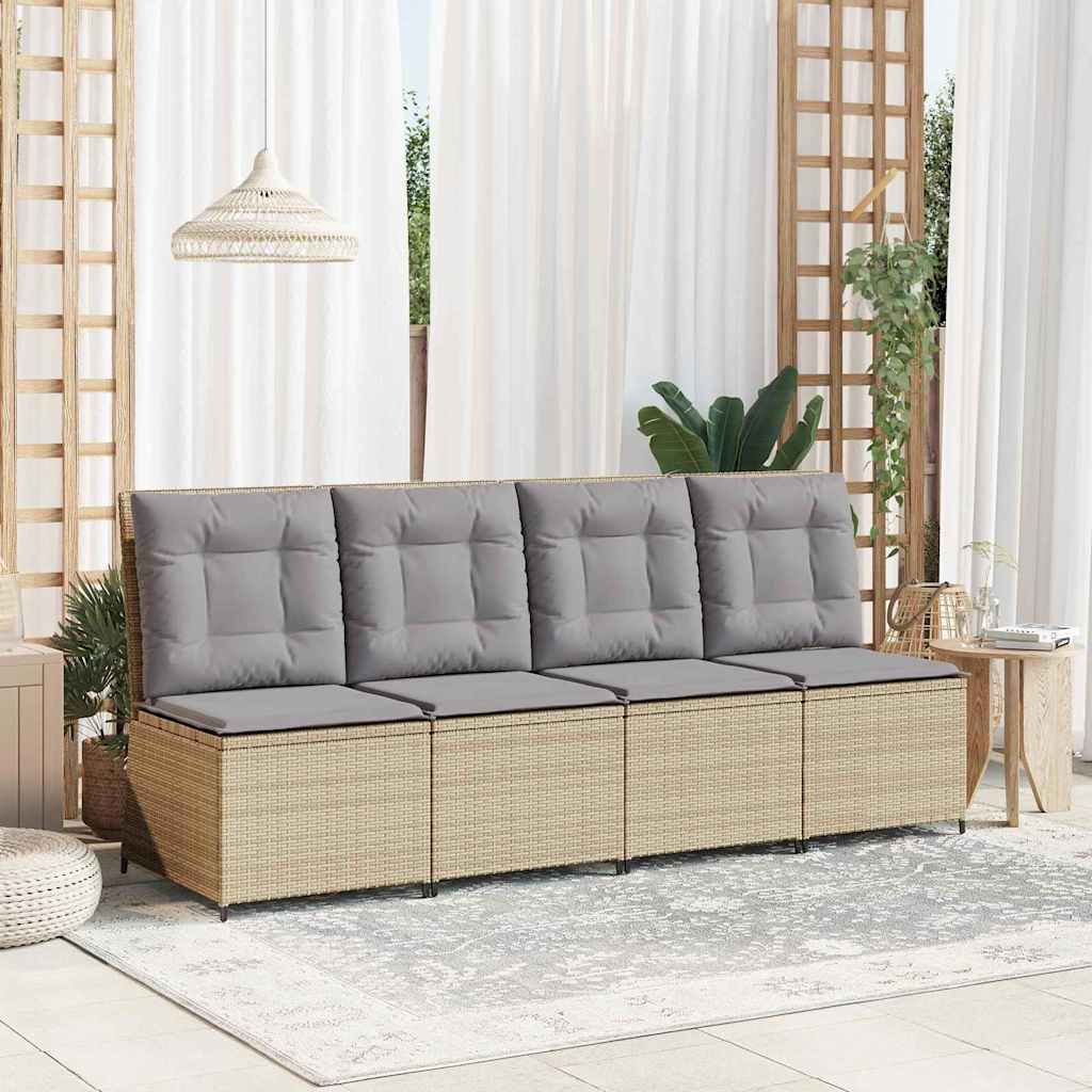 Divano Da Giardino Con Cuscino Beige Poly Rattan