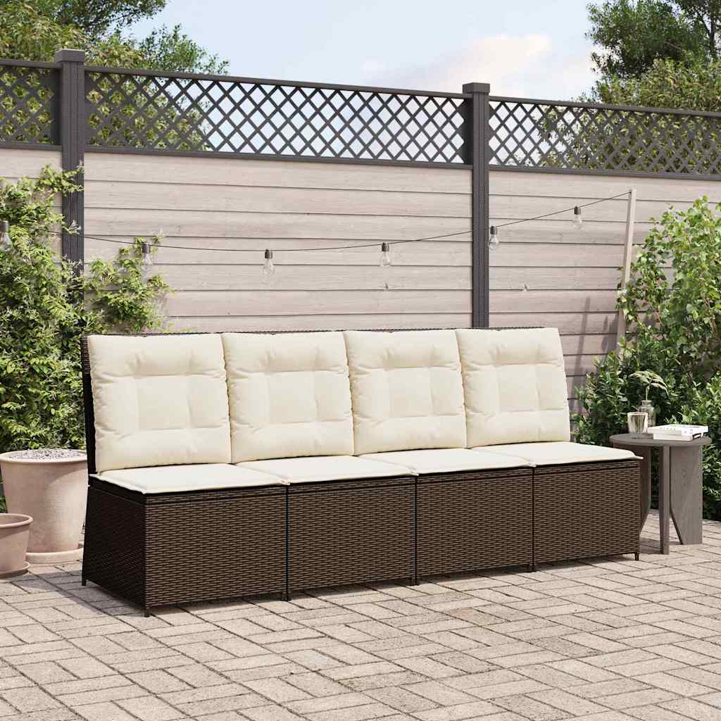 Divano Da Giardino Con Cuscino Marrone Poly Rattan