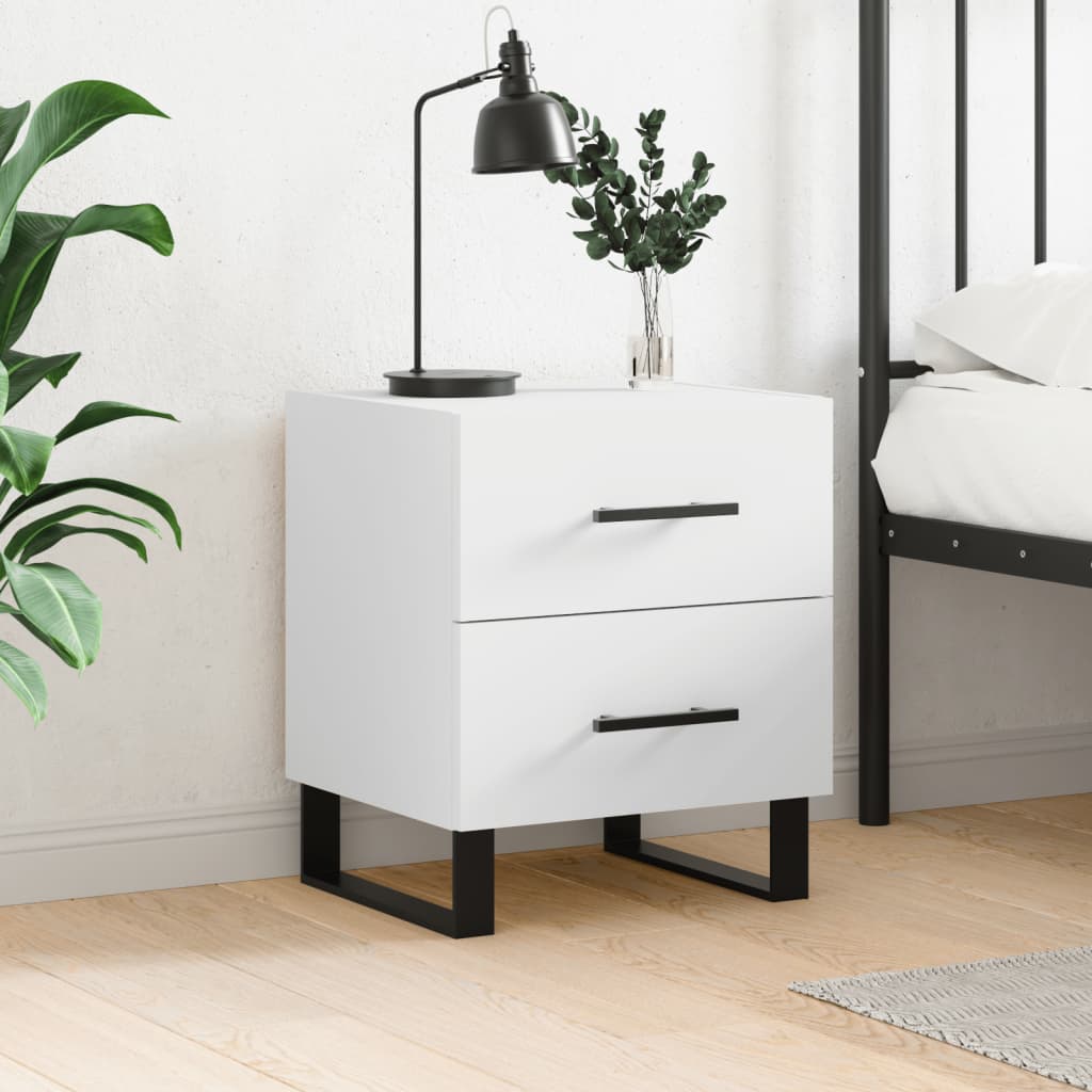 Comodino Bianco 40x35x47,5 Cm In Legno Multistrato