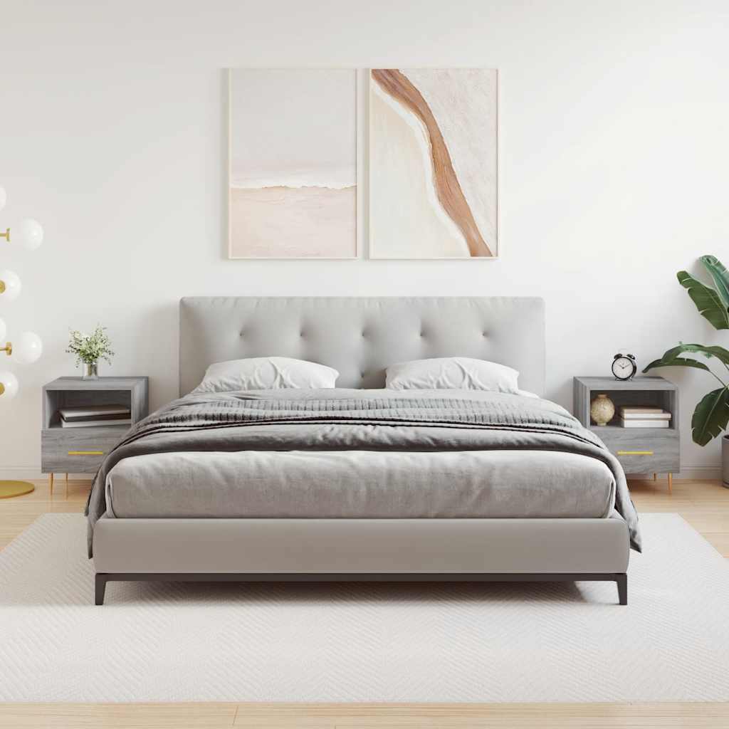 Comodini 2 Pz Grigio Sonoma 40x35x47,5 Cm In Legno Multistrato