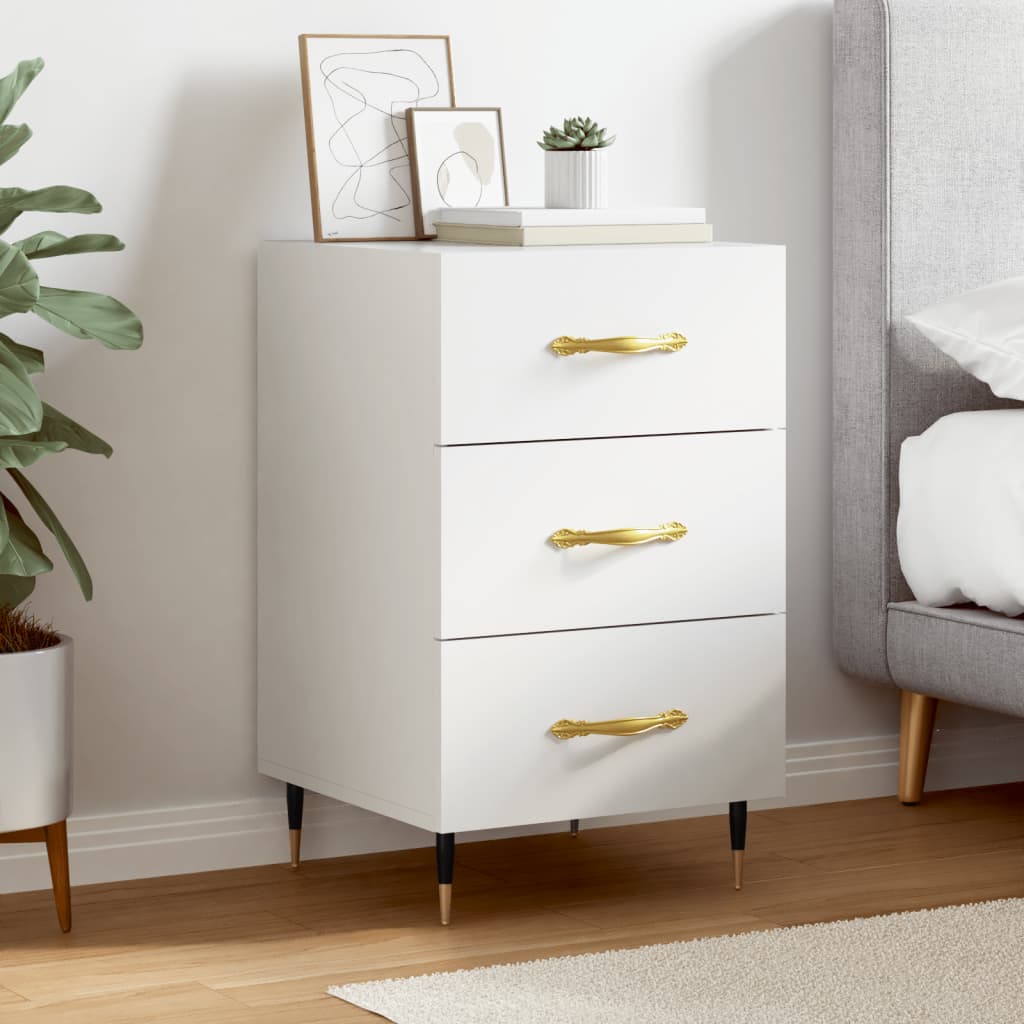Comodino Bianco 40x40x66 Cm In Legno Multistrato