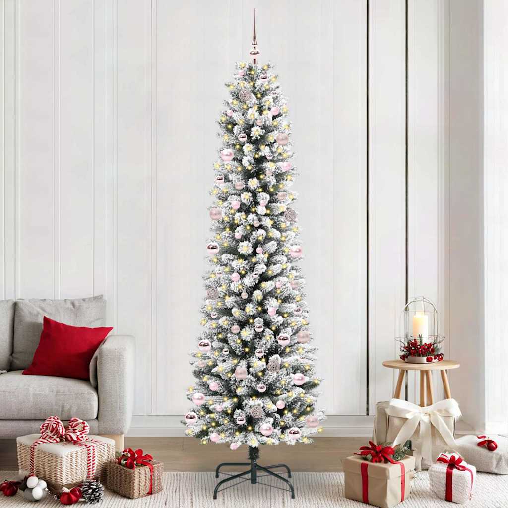 Albero Di Natale Artificiale Con 300 Led Verde E Bianco 240 cm