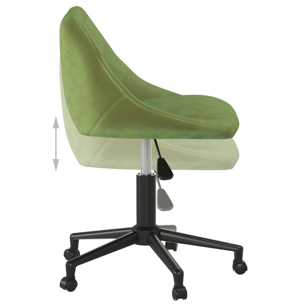 Sedia Da Ufficio Girevole Verde Chiaro In Velluto - Image 5