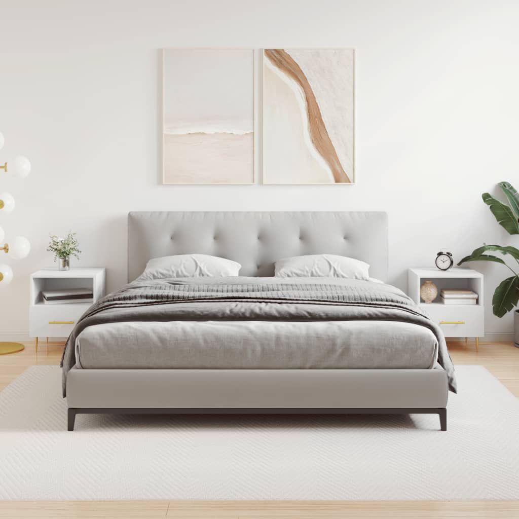 Comodini 2 Pz Bianchi 40x35x47,5 Cm In Legno Multistrato