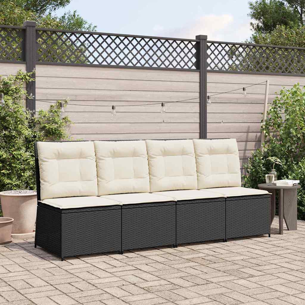 Divano Da Giardino Con Cuscino Nero Poly Rattan