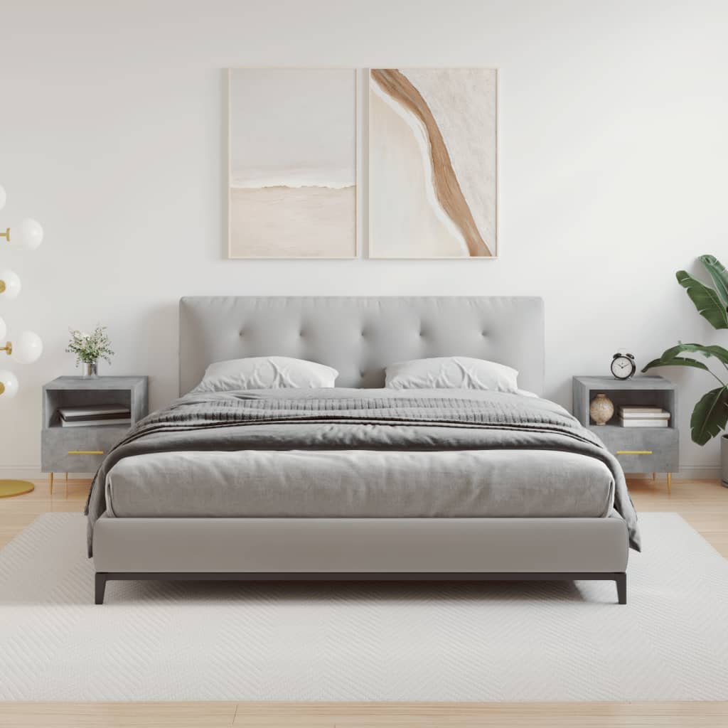 Comodini 2 Pz Grigio Cemento 40x35x47,5 Cm In Legno Multistrato