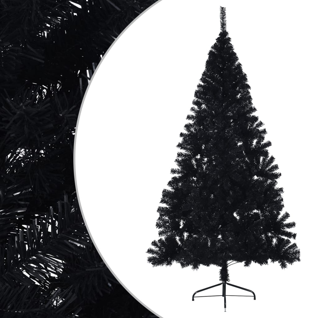 Albero Di Natale Artificiale A Metà Con Base Nero 180 Cm Pvc