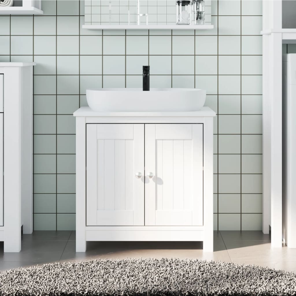 Mobile Lavabo Da Bagno Berg Bianco 60x34x59 Cm Massello Pino