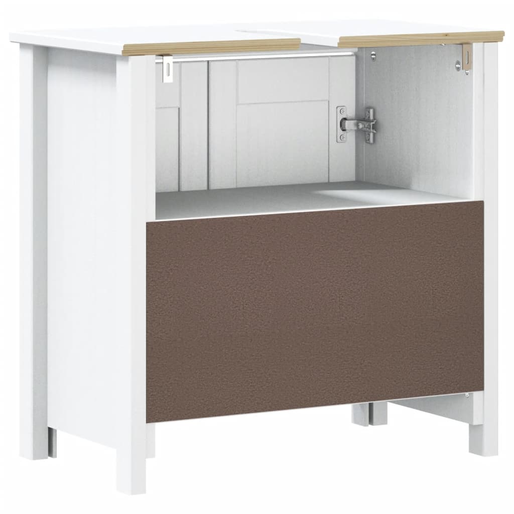 Mobile Lavabo Da Bagno Berg Bianco 60x34x59 Cm Massello Pino - Image 5