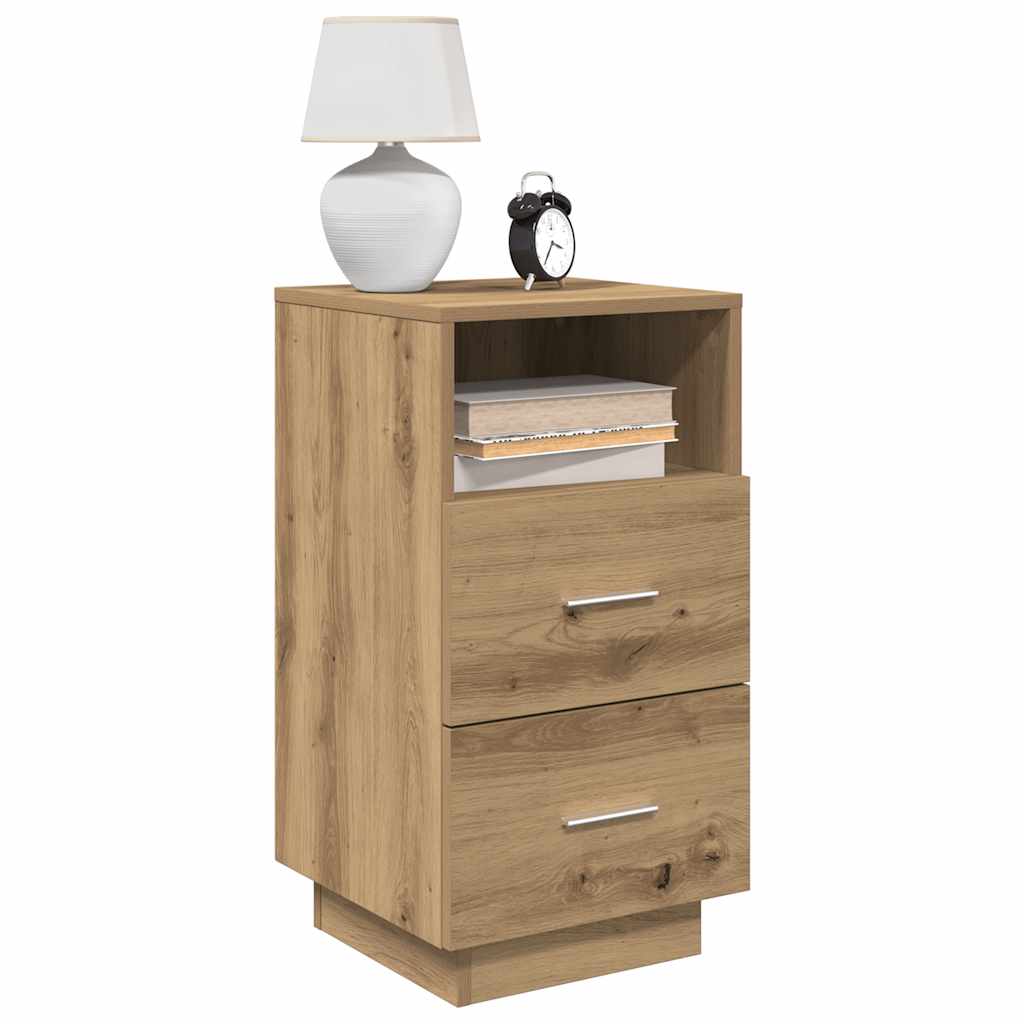 Comodini 2 Pz Con 2 Cassetti Rovere Artigianale 36x36x68 cm