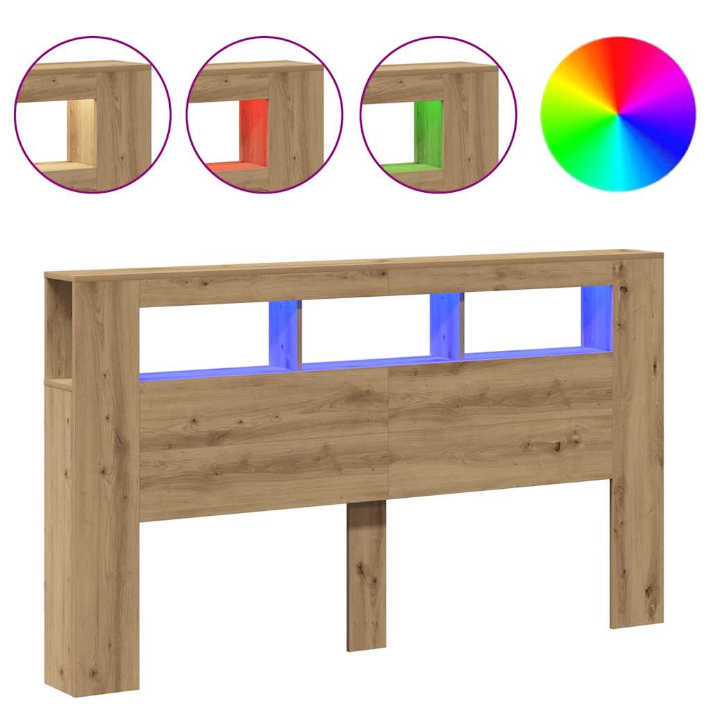 Testiera Led Rovere Artigianale 180x18,5x103,5 Cm Multistrato - Image 2